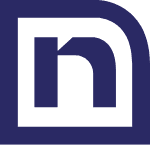A stylized, dark blue lowercase letter "n" inside a square outline with curved upper left and lower right corners.