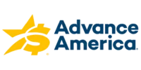Logo for Advance America featuring a yellow star design to the left and the company name in blue text to the right, symbolizing trust and innovation in invoice process automation, on a transparent background.