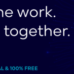 Blue event banner with the text "Reimagine work. Optimize together." Hosted by Reimagine Naviant, June 10–11, 2025. Virtual & 100% free. Abstract digital lines appear on the right.
