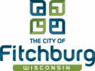 Logo for the City of Fitchburg, Wisconsin, featuring geometric shapes above the city name with "WISCONSIN" highlighted in a green bar at the bottom.