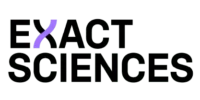 Logo for Exact Sciences with the "X" in "Exact" represented by a purple wavy line, and the rest of the letters in black block font.