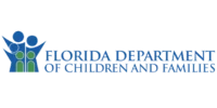 Logo of the Florida Department of Children and Families, featuring stylized figures and blue text.