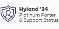 A shield icon next to the text "Hyland '24 Platinum Parter & Support Status.
