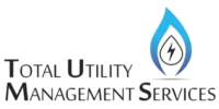 Logo for Total Utility Management Services featuring the company name and a blue water droplet with a black center containing a white lightning bolt, symbolizing modern solutions like invoice process automation.