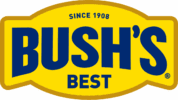 Bush’s Best logo featuring bold blue text on a yellow background with “Since 1908” at the top.