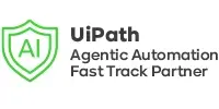 UiPath Agentic Automation Fast Track Partner logo with a green shield icon featuring the letters "AI" on the left.