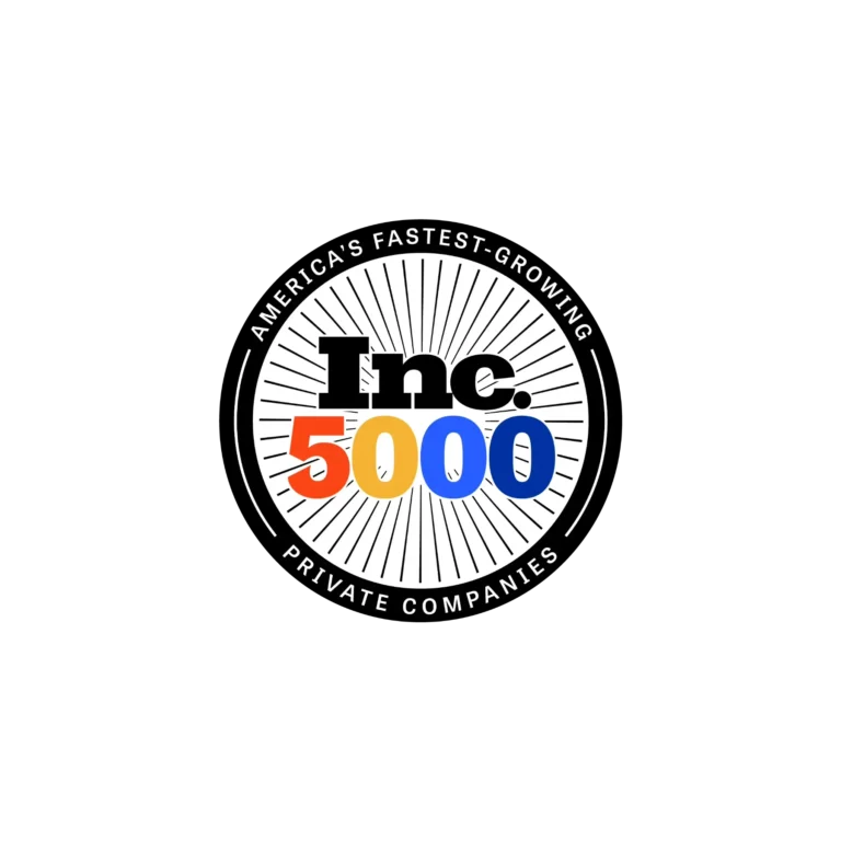 Inc. 5000 badge with text "America's Fastest-Growing Private Companies" in a circular design on a black background.