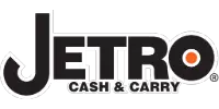 Jetro Cash & Carry logo in bold black letters with an orange dot inside the letter "O.