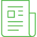 A gray document icon with green lines representing text and a folded corner, symbolizing a digital file or document.