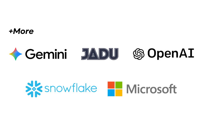 Logos of dbt, IBM, Snowflake, and Microsoft arranged against a plain background.