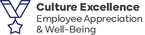 A logo with a medal icon next to the text "Culture Excellence Employee Appreciation & Well-Being.