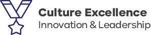 Logo with a stylized "V" and star graphic on the left, and the words "Culture Excellence Innovation & Leadership" in bold and regular text on the right.